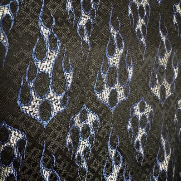 VTG ODO Button Shirt Men Large Flame Print Metallic Y2K Raver Cyber Grunge‎ Punk - Picture 6 of 6